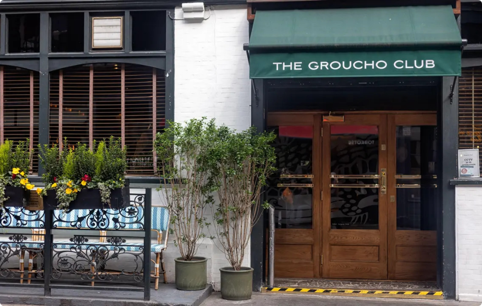 Alcuin exits the Groucho Club